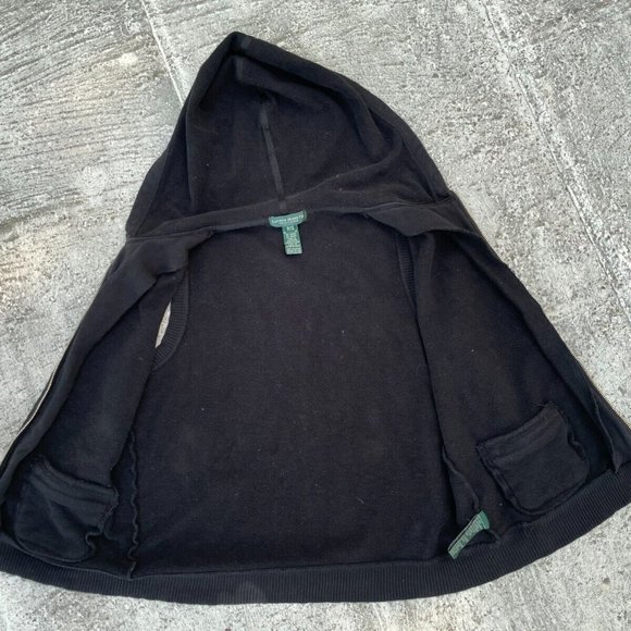 Ralph Lauren Petite Women Vest Black Cotton Hooded Zip Up Vest Size PS - Picture 10 of 11